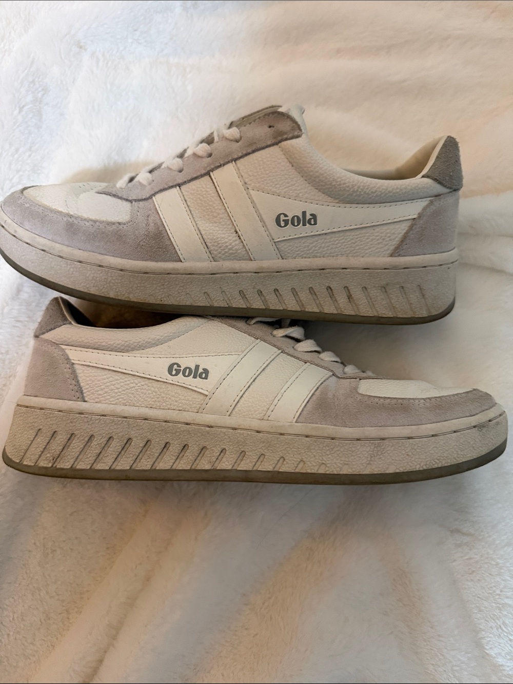 Gola Classic Garndslam Women's White and Light Gray Platform Retro Sneakers